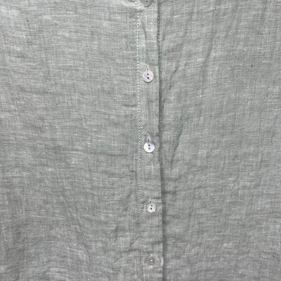 Tahari Women's 1X 100% Linen Tunic Top Sage Green Roll Tab Sleeve Lightweight - Picture 4 of 9